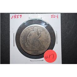 1857 US Seated Liberty Half Dollar; EST. $15-20