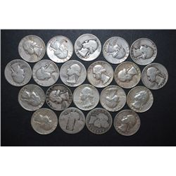 US Silver Quarters $5 Face Value; Various Dates, Conditions & Mint Marks; Lot of 20; EST. $125-150