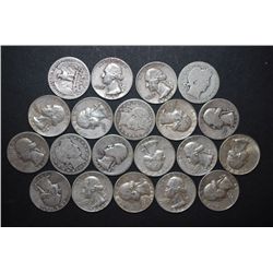US Silver Quarters $5 Face Value; Various Dates, Conditions & Mint Marks; Lot of 20; EST. $125-150