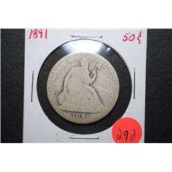 1891 US Seated Liberty Half Dollar; EST. $15-20
