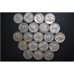 US Silver Quarters $5 Face Value; Various Dates, Conditions & Mint Marks; Lot of 20; EST. $125-150
