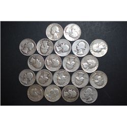 US Silver Quarters $5 Face Value; Various Dates, Conditions & Mint Marks; Lot of 20; EST. $125-150