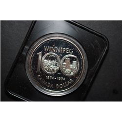 1974 Canada $1 "100 Year Anniversary Of Winnipeg" Foreign Coin In Display Box; EST. $15-20