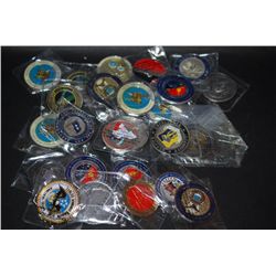 Military Challenge Coins; Various Dates, Bases, People, Etc.; Lot of 25; EST. $100-300