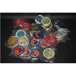 Military Challenge Coin; Various Dates, Bases, People, Etc.; Lot of 25; EST. $75-150