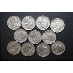 US Silver Wartime Nickels; Various Dates, Conditions & Mint Marks; Lot of 10; EST. $20-25