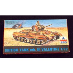 ESCI 1/72 Scale British Tank Mk. III Valentine Unbuilt Model Kit in Original Packaging. Comes as sho