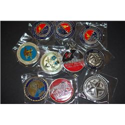 Military Challenge Coin; Various Dates, Bases, People, Etc.; Lot of 10; EST. $30-60