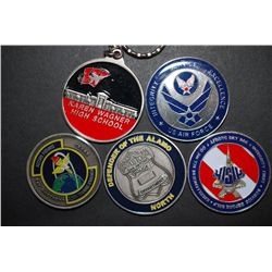 US Military Challenge Coin; Various Dates, Bases, People, Etc.; Lot of 5; EST. $20-40