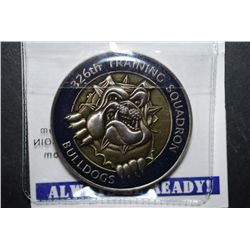 Lackland AFB Texas 326th Training Squadron Bulldogs Military Challenge Coin; Accuro Futurus; EST. $5