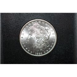 1884-CC US Silver Morgan $1 In Display Case & Box; GSA; UNC; EST. $200-225