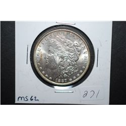 1887 US Silver Morgan $1; MS62; EST. $45-65