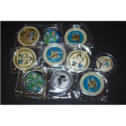 Military Challenge Coin; Various Dates, Bases, People, Etc.; Lot of 10; EST. $30-40