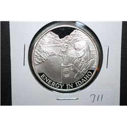 1990 Celebrate Idaho Centennial Silver Round; Energy In Idaho; .999 Fine Idaho Silver 1 Oz.; EST. $3