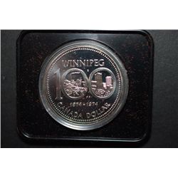 1974 Canada $1 "100th Anniversary Of Winnipeg" Foreign Coin In Display Box; EST. $15-20