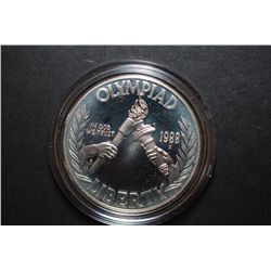 1988-S US Olympiad Commemorative Silver $1 Proof In Velvet Box With COA Included; .900 Silver .8594 
