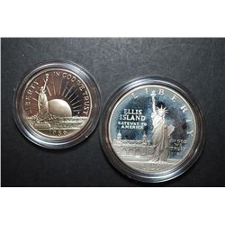 1986-S US Liberty Commemorative Two-Coin Proof Set In Velvet Box; Ellis Island $1 & Nation Of Immigr