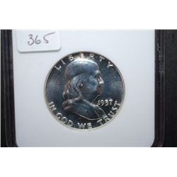 1957 US Ben Franklin Half Dollar; NGC Graded PF67; EST. $40-90