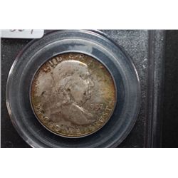 1957-D US Ben Franklin Half Dollar; PCGS Graded MS65; EST. $50-75