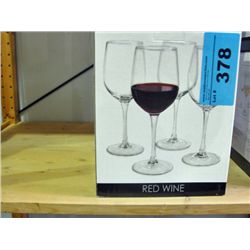 One box of 4 new red wine glasses