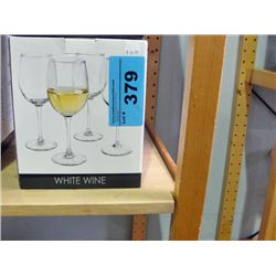 One box of 4 new white wine glasses