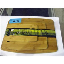 One new totally bamboo 3pc cutting board set