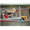 Image 1 : Clear plastic storage bin filled with assorted