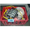 Image 1 : Red milk crate filled with assorted tools and
