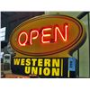 Image 1 : Lighted neon western union open sign