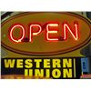 Image 1 : Lighted neon western union open sign