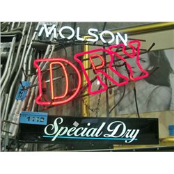 Molson dry neon beer sign