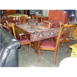 Antique belgian oak dining table with pull out