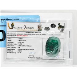 94 Carat Cetifies Oval Emerald