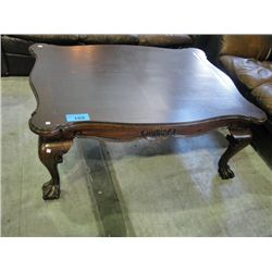 Ball and claw foot mahogany coffee table