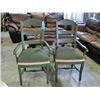 Image 1 : Set of 2 green ladder back with rush seat dining