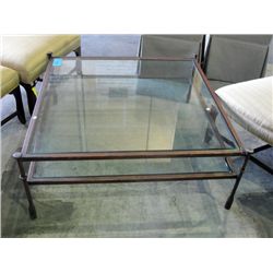 Heavy metal with glass top coffee table