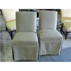 2 Elegant avocado green dining room side chairs