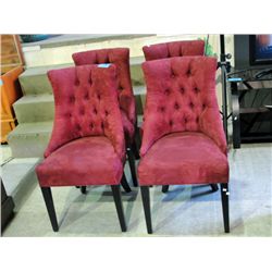 Set of 4 microfiber suede wine colored dining