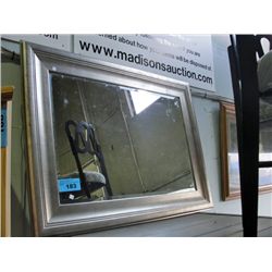 Wood framed bevelled wall mirror