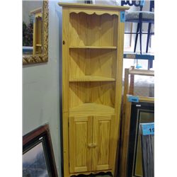 Approx 6F tall solid pine corner cabinet