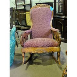 Carved mahogany framed rocking chair