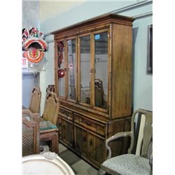 11pc oak dining room suite; table, 2 leafs,