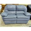 Image 1 : Blue leather reclining loveseat