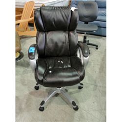 Brown leather gas lift office chair