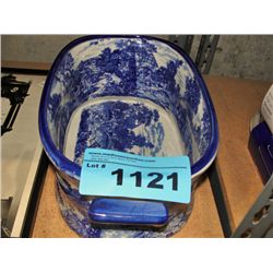 Blue and white ceramic serving dish