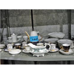 Shelf lot of assorted bone china and porcelain