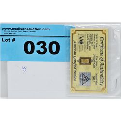 Certified .999 Solid Gold bar