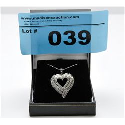 Sterling Silver Diamond Heart necklace 1.15 Carat
