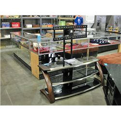 Wood stainless and glass TV stand
