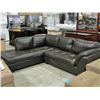 Image 1 : 2pc brown leather sectional sofa